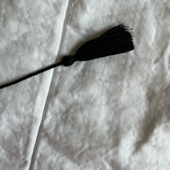 Faded Glory Black Long Sleeved Top Woven Pattern V-Neck With Tie Strings, L - Picture 7 of 12